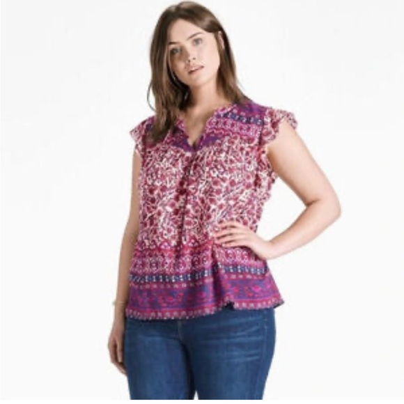 Lucky Brand Purple and Pink Blouse - Picture 1 of 5